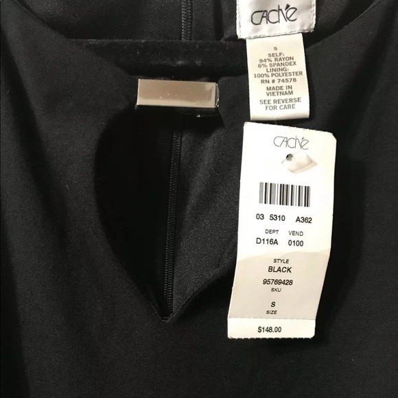 NWT CACHE Black Twist Stretch Dress size Small - Picture 5 of 7